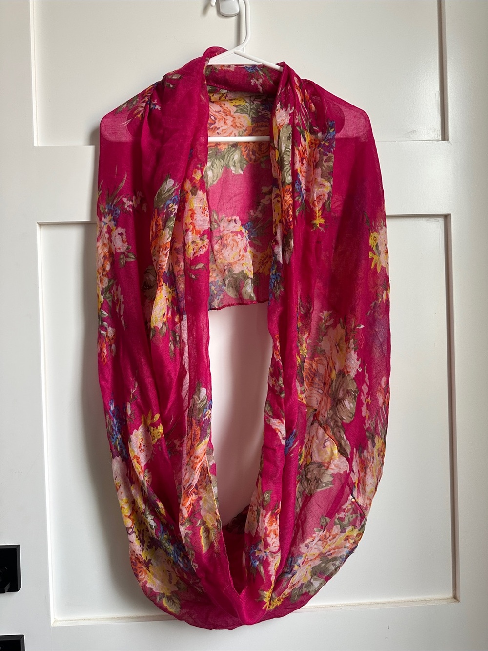 Pink Floral Infinity Scarf